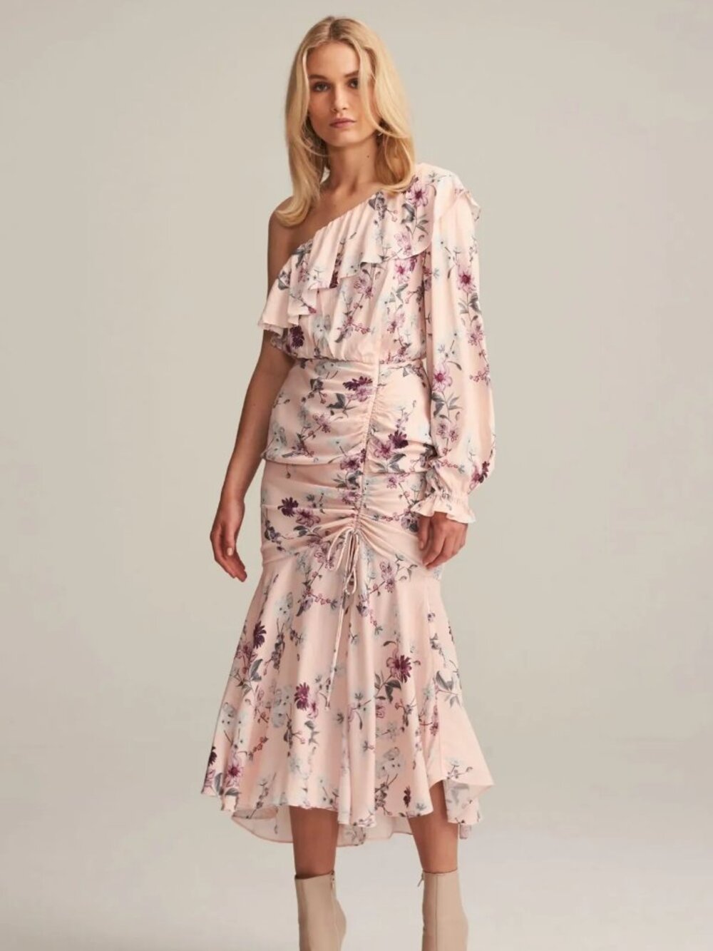 Steele Dahlia One Shoulder Dress in. Pink Floral